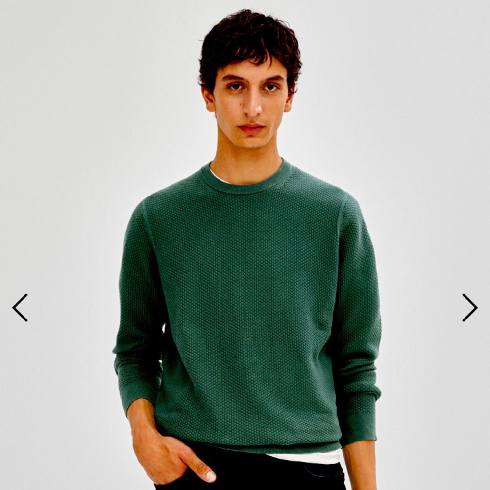 🍁Fall Trend Alert🍁Massimo Dutti Dark Forest Green Textured Knit Sweater Size L